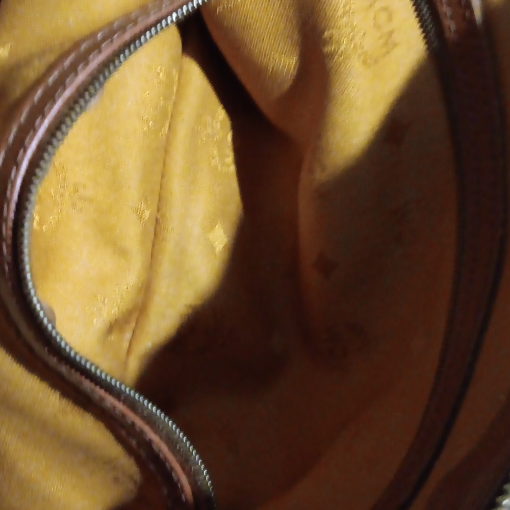 MCM Cognac Visetos Leather Monogram In And Out Satchel EUC - Picture 13 of 14